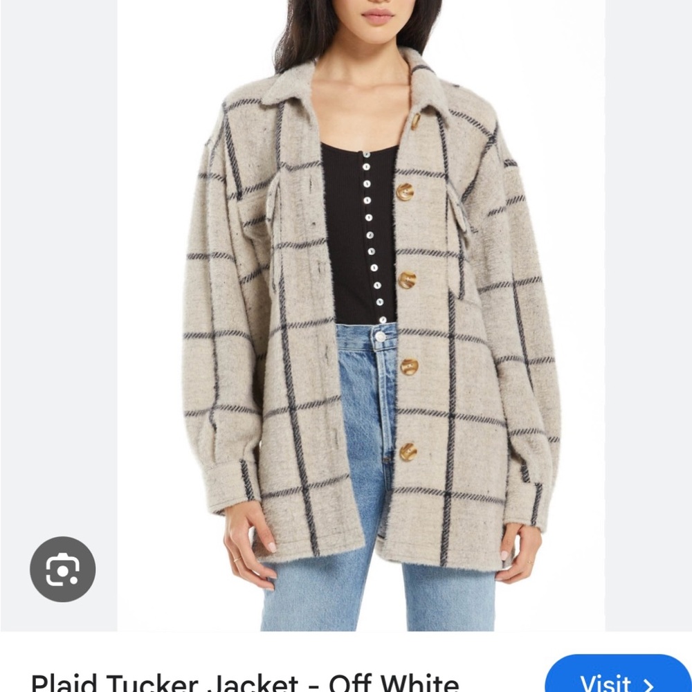 Plaid Tucker Jacket - Cream